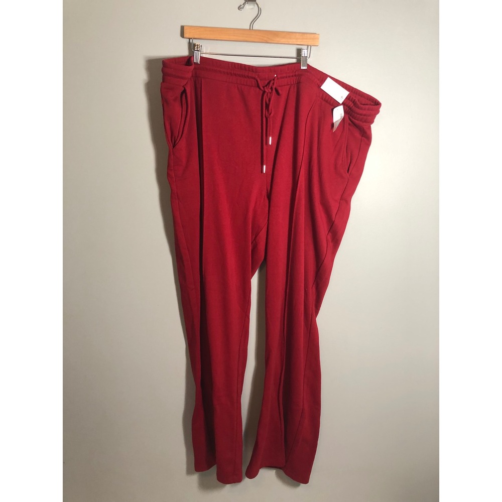 NEW Maurices Fleece Wide Leg Sweatpants Womens 4X Long Red‎ High Rise Drawstring